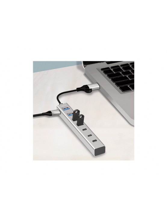 USB ჰაბი: Logilink UA0442 4xUSB-A/3xUSB-C Hub 5Gbps Silver