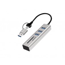 USB ჰაბი: Logilink UA0445 USB 3.0 Hub 3xUSB-A SD/microSD Slot 5Gbps Silver
