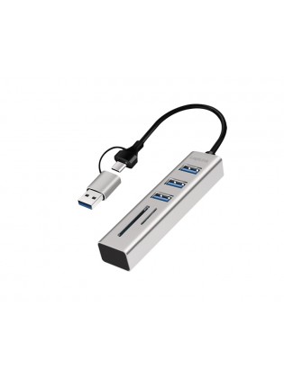 USB ჰაბი: Logilink UA0445 USB 3.0 Hub 3xUSB-A SD/microSD Slot 5Gbps Silver
