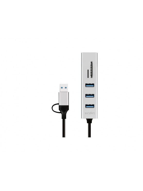 USB ჰაბი: Logilink UA0445 USB 3.0 Hub 3xUSB-A SD/microSD Slot 5Gbps Silver