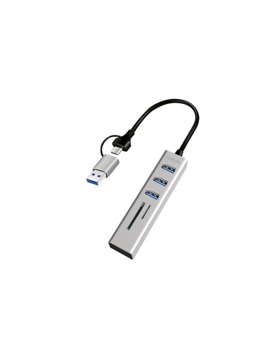 USB ჰაბი: Logilink UA0445 USB 3.0 Hub 3xUSB-A SD/microSD Slot 5Gbps Silver