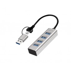 USB ჰაბი: Logilink UA0455 USB 3.0 Hub 4xUSB-A 5 Gbit/s 2-in-1 connection Cable Silver