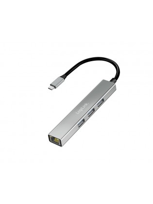 USB ჰაბი: Logilink UA0461 USB-C 3-Port Hub Gigabit Adapter 15cm