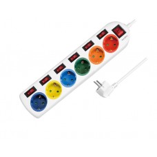 დენის ადაპტორი: Logilink LPS259 Power strip 6-way with 7 switches 6x CEE 7/3 multicolor