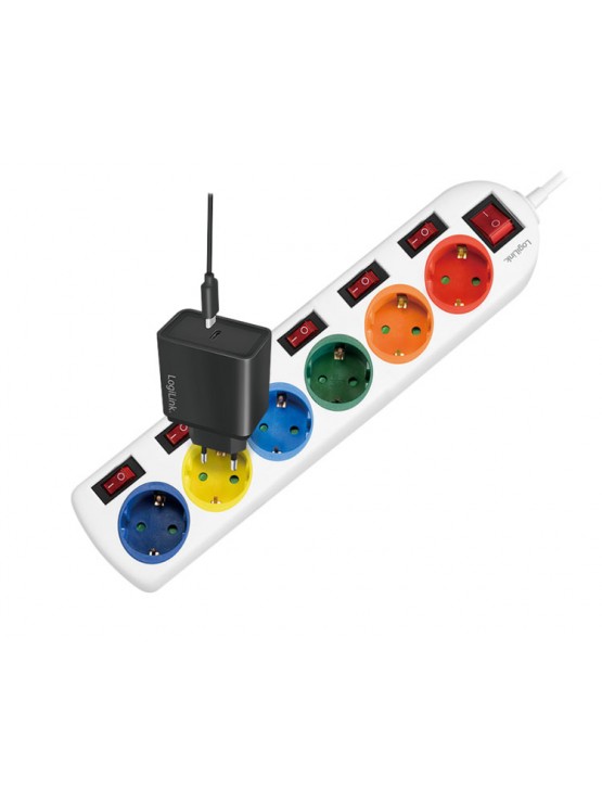 დენის ადაპტორი: Logilink LPS259 Power strip 6-way with 7 switches 6x CEE 7/3 multicolor