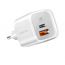 დამტენი: Logilink PA0320SB Dual USB charger set 1x USB-C 1x USB-A 20W white