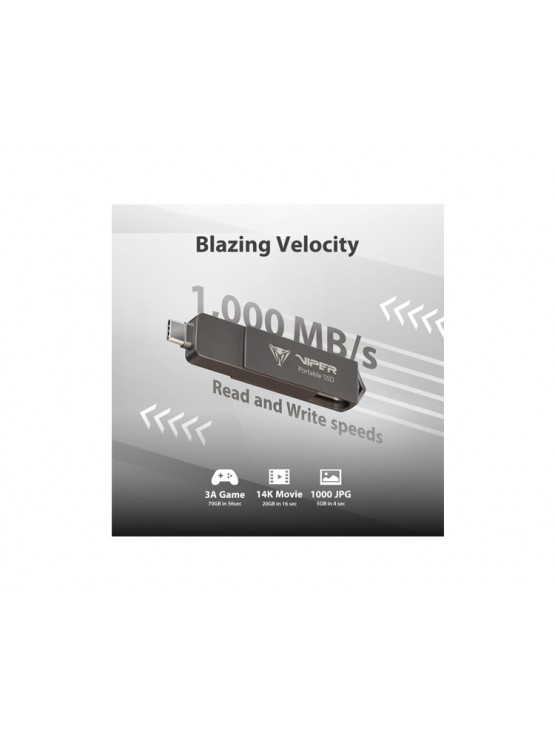 გარე მყარი დისკი: Patriot PVP30 512GB Duo Compact External Portable SSD Black - PVP30512G28UDG