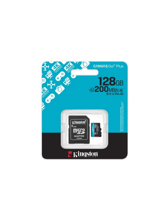 მეხსიერების ბარათი: Kingston Canvas Go Plus 128GB microSD UHS-I Class 10 + Adapter - SDCG4/128GB