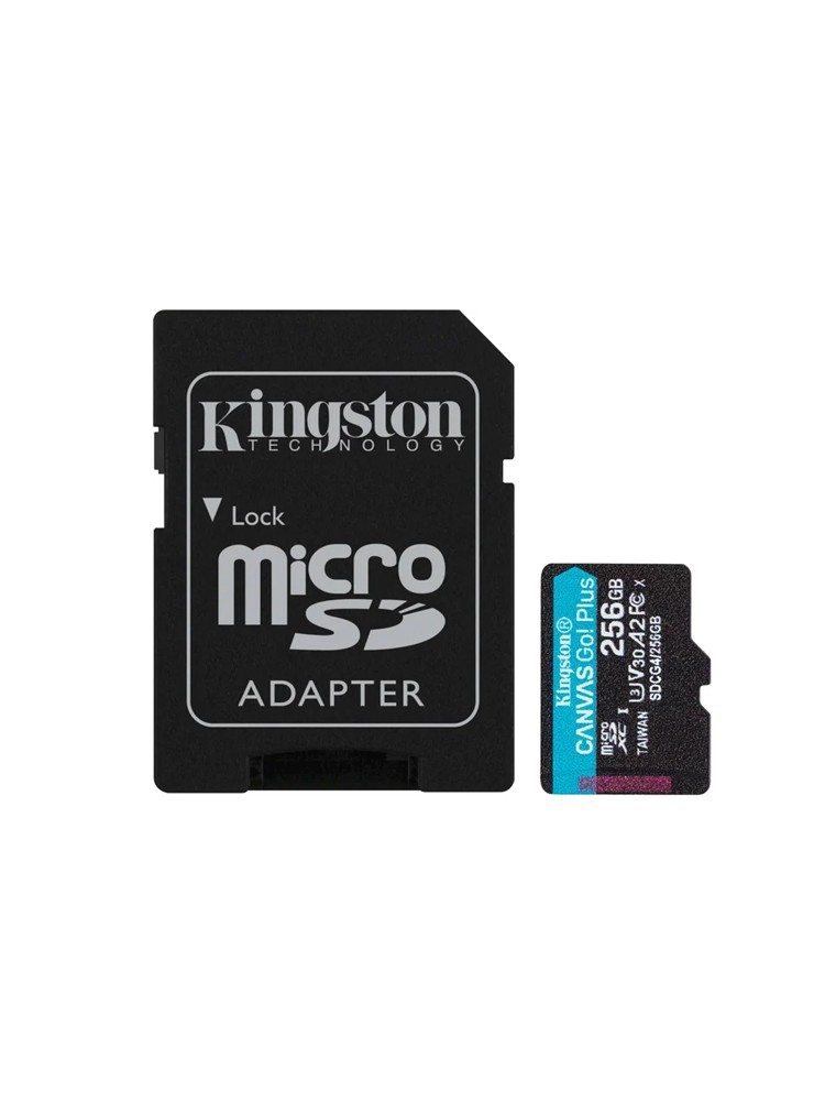 მეხსიერების ბარათი: Kingston Canvas Go Plus 256GB microSD UHS-I Class 10 + Adapter - SDCG4/256GB