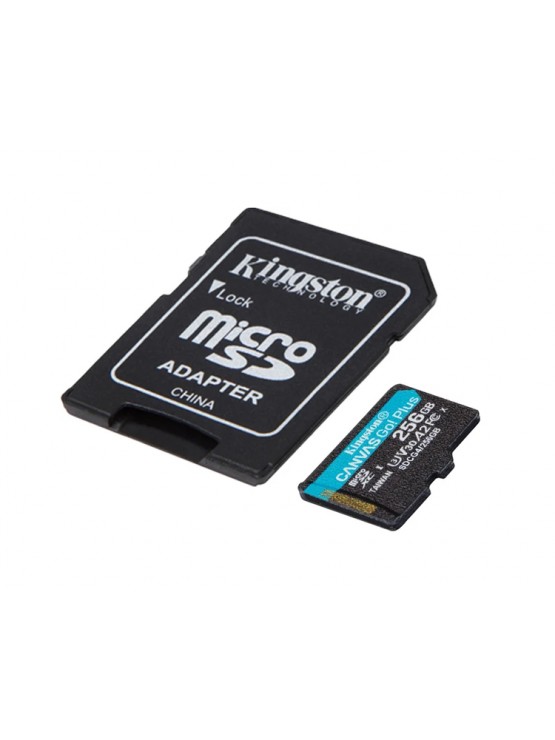 მეხსიერების ბარათი: Kingston Canvas Go Plus 256GB microSD UHS-I Class 10 + Adapter - SDCG4/256GB