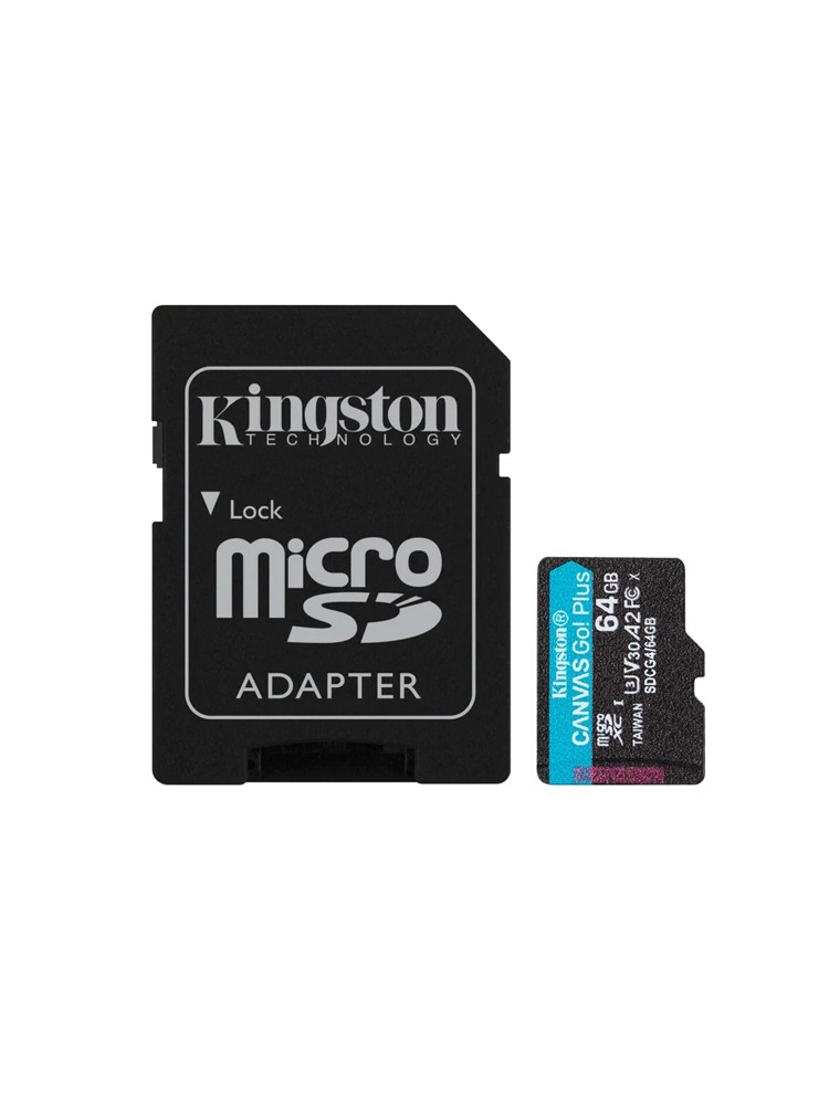 მეხსიერების ბარათი: Kingston Canvas Go Plus 64GB microSD UHS-I Class 10 + Adapter - SDCG4/64GB