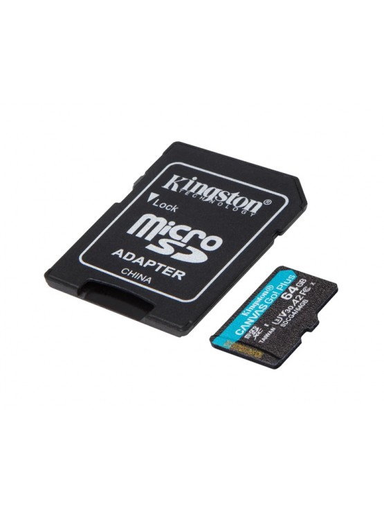 მეხსიერების ბარათი: Kingston Canvas Go Plus 64GB microSD UHS-I Class 10 + Adapter - SDCG4/64GB