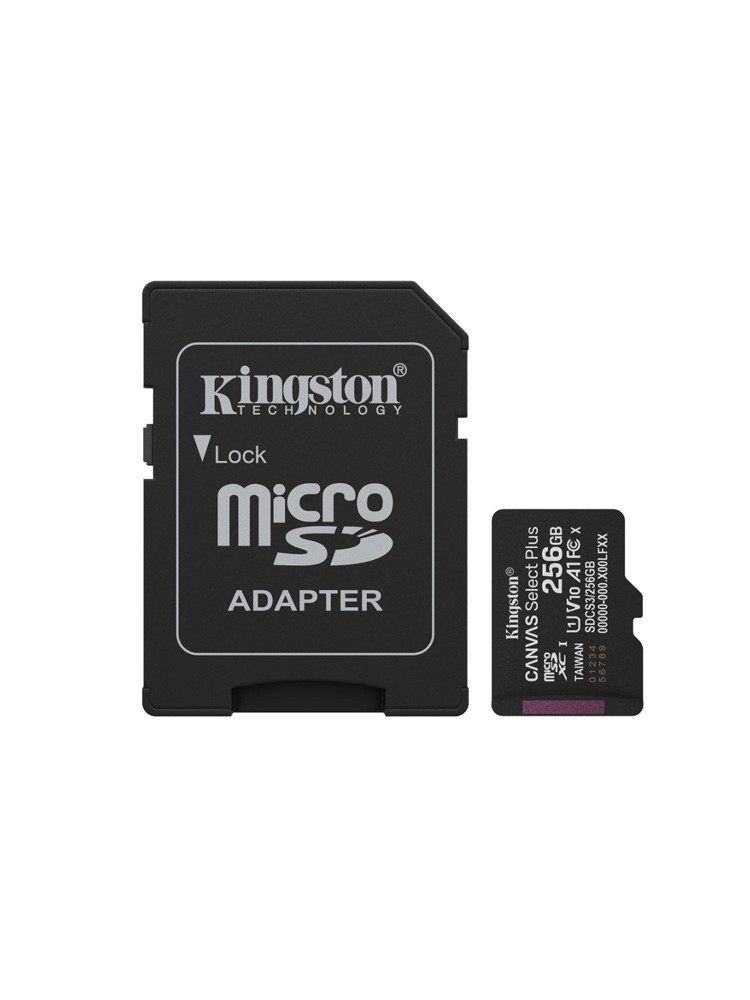 მეხსიერების ბარათი: Kingston Canvas Select Plus 256GB UHS-I Class 10 + Adapter - SDCS3/256GB