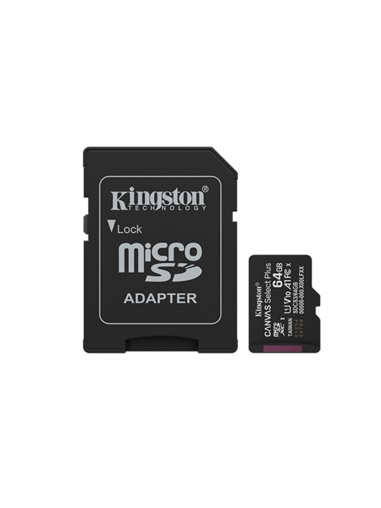 მეხსიერების ბარათი: Kingston Canvas Select Plus 64GB UHS-I Class 10 + Adapter - SDCS3/64GB