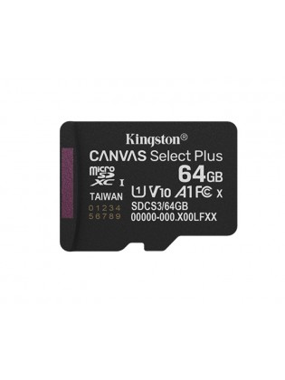 მეხსიერების ბარათი: Kingston Canvas Select Plus 64GB UHS-I Class 10 - SDCS3/64GBSP