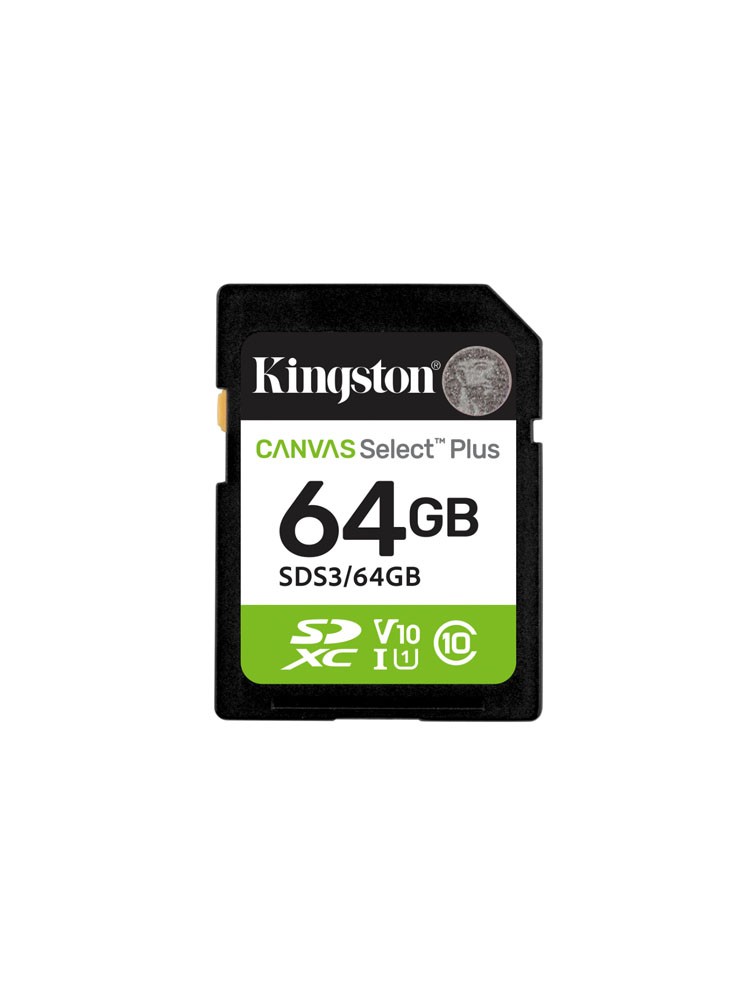 მეხსიერების ბარათი: Kingston Canvas Select Plus 64GB SD Card UHS-I Class 10 - SDS3/64GB