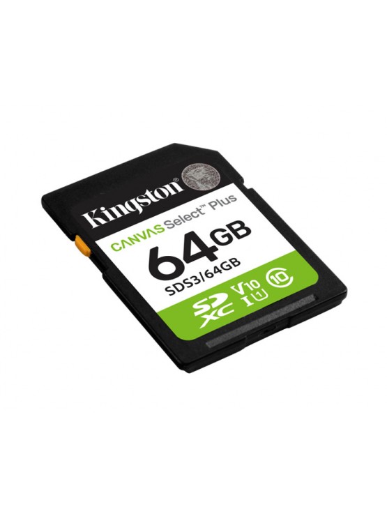 მეხსიერების ბარათი: Kingston Canvas Select Plus 64GB SD Card UHS-I Class 10 - SDS3/64GB