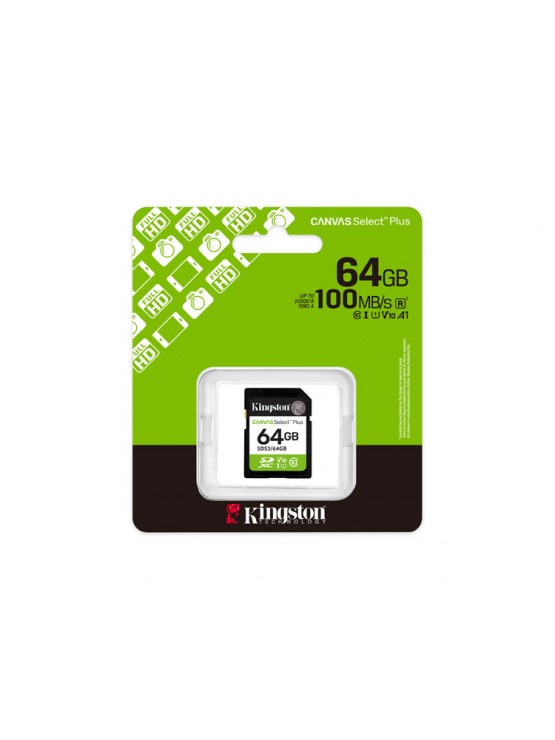 მეხსიერების ბარათი: Kingston Canvas Select Plus 64GB SD Card UHS-I Class 10 - SDS3/64GB