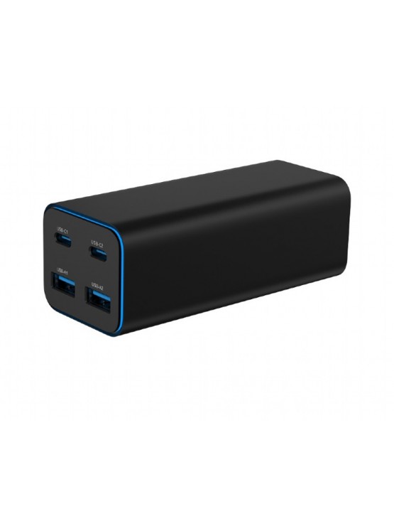 დამტენი: Gembird TA-UC-2A2C-PD100-01-BK 4-port 100W GaN USB PowerDelivery fast charger Black