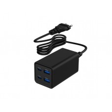 დამტენი: Gembird TA-UC-2A2C-PD65-01-BK 4-port 65W GaN USB PowerDelivery fast charger Black