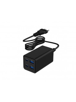 დამტენი: Gembird TA-UC-2A2C-PD65-01-BK 4-port 65W GaN USB PowerDelivery fast charger Black