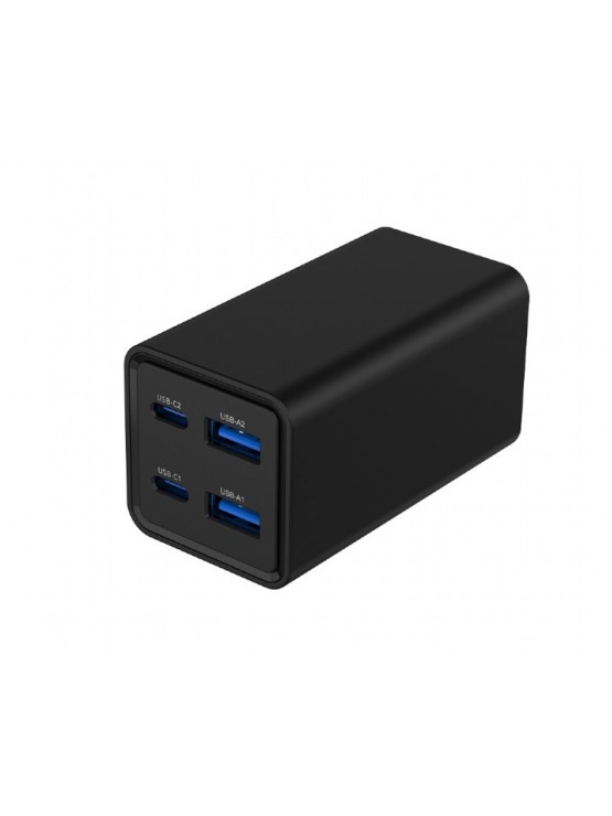 დამტენი: Gembird TA-UC-2A2C-PD65-01-BK 4-port 65W GaN USB PowerDelivery fast charger Black