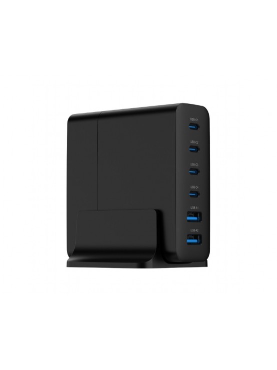 დამტენი: Gembird TA-UC-2A4C-PD75-01-BK 6-port 75W GaN USB fast charger Black
