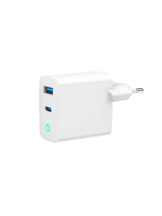 დამტენი: Gembird TA-UC-PDQC30L-W-01 2-port 30W GaN USB Fast Charger LED White