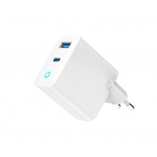 დამტენი: Gembird TA-UC-PDQC30L-W-01 2-port 30W GaN USB Fast Charger LED White