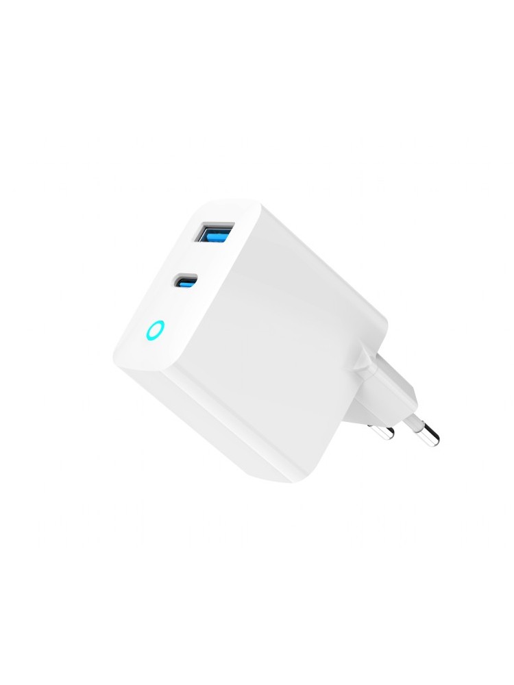 დამტენი: Gembird TA-UC-PDQC30L-W-01 2-port 30W GaN USB Fast Charger LED White