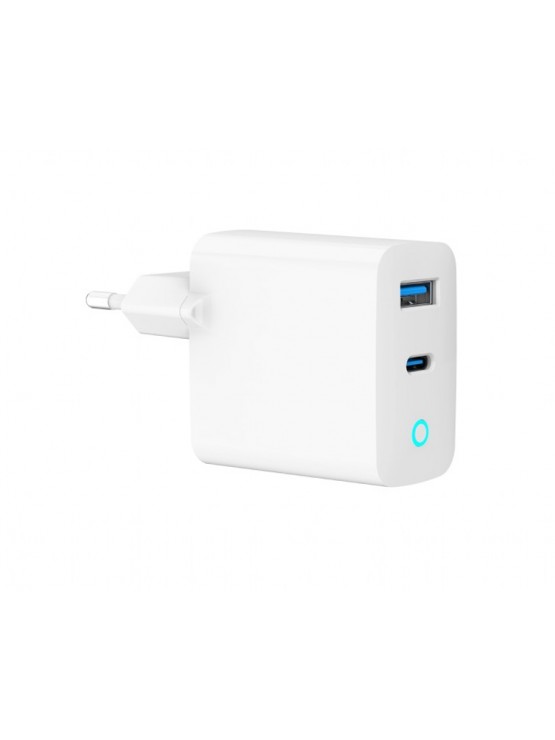 დამტენი: Gembird TA-UC-PDQC30L-W-01 2-port 30W GaN USB Fast Charger LED White