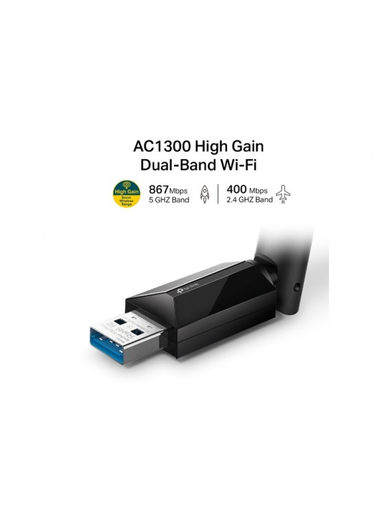 ადაპტერი: TP-Link Archer T3U Plus AC1300 High Gain Wireless Dual Band USB Adapter