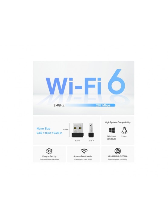 ადაპტერი: TP-Link Archer TX1U Nano AX300 Nano Wi-Fi 6 Wireless USB Adapter