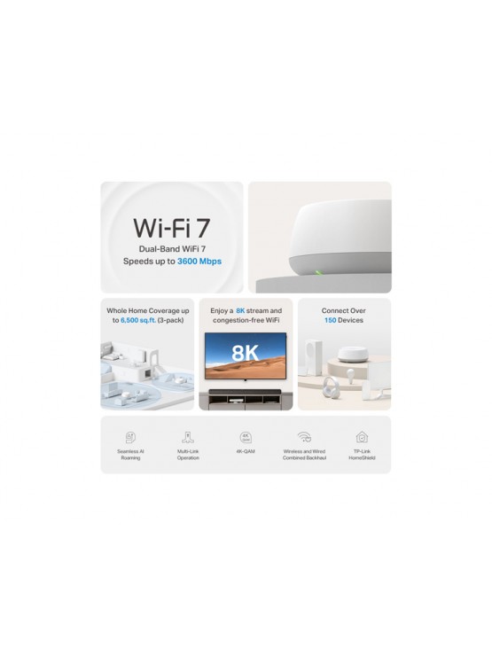 როუტერი: TP-Link Deco BE22 BE3600 Whole Home Mesh Wi-Fi 7 System (2-pack)