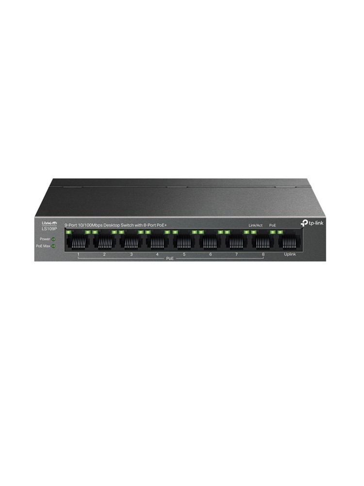 სვიჩი: TP-Link LS109P 9-Port 10/100Mbps Desktop Switch with 8-Port PoE+