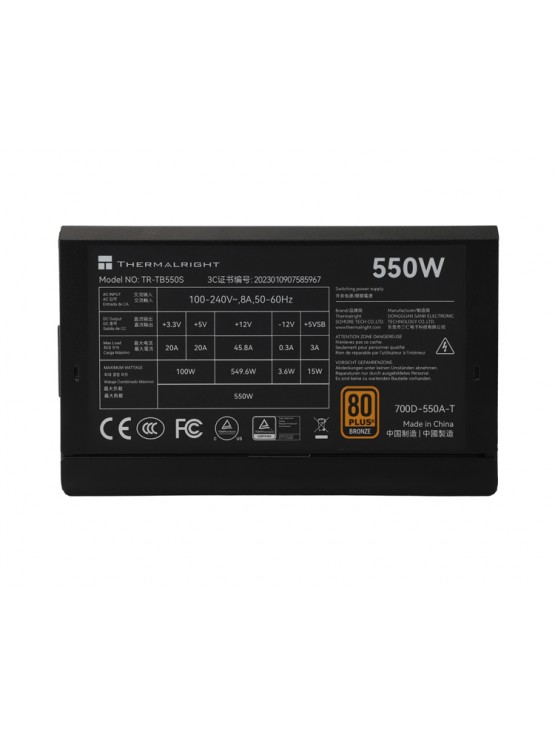 კვების ბლოკი: THERMALRIGHT 550W 80 PLUS Bronze - TR-TB-550S