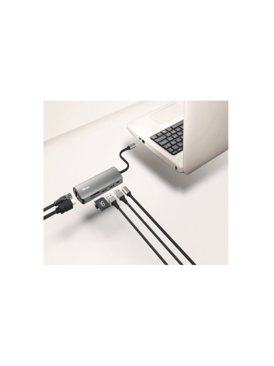 ადაპტერი: Trust Dalyx 7-in-1 USB-C Multi-Port Adapter Grey - 23775