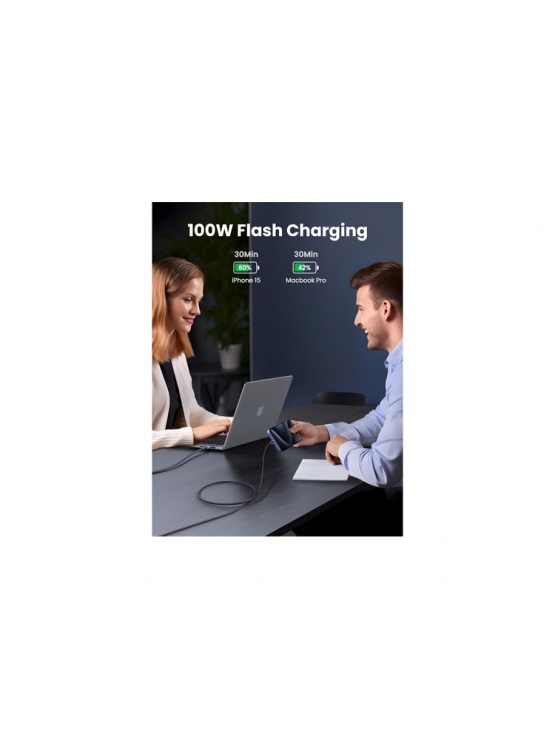 კაბელი: UGREEN L512 USB Type-C PD 100W Fast Charging Cable 2m Space Gray - 45064