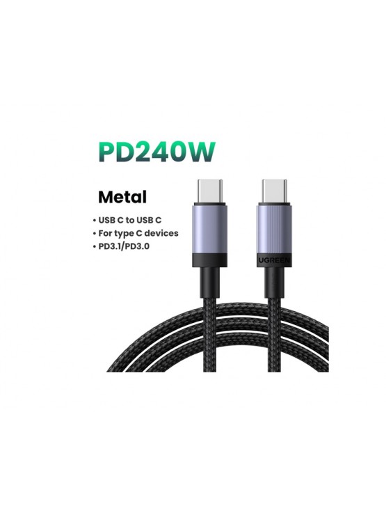 კაბელი: UGREEN L532 USB Type-C PD Fast Charging Cable 240W 1m Space Gray - 65907