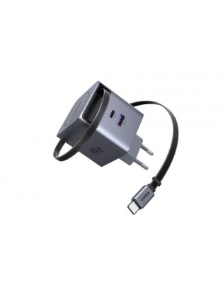 დამტენი: UGREEN X615 65W USB-C USB GaN Fast Charger With Retractable Cable Grey - 65825