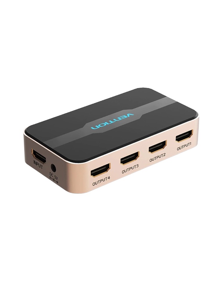 სპლიტერი: Vention ACCG0-EU 4K/30Hz 1 In 4 Out HDMI Splitter Gold Aluminum