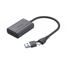 ადაპტერი: Vention ACYHB FHD/60Hz USB/USB-C to HDMI Converter 0.15m Gray