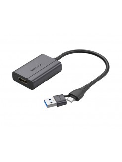 ადაპტერი: Vention ACYHB FHD/60Hz USB/USB-C to HDMI Converter 0.15m Gray