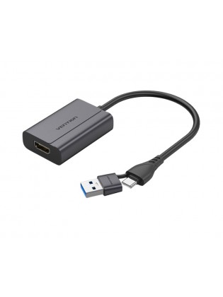 ადაპტერი: Vention ACYHB FHD/60Hz USB/USB-C to HDMI Converter 0.15m Gray