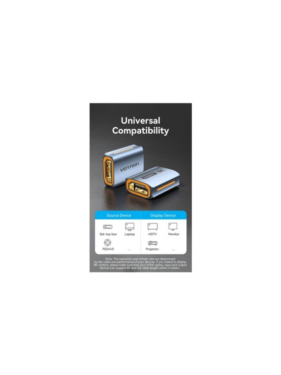 ადაპტერი: Vention AIUH0 8K/60Hz HDMI to HDMI Female Adapter Gray Aluminum