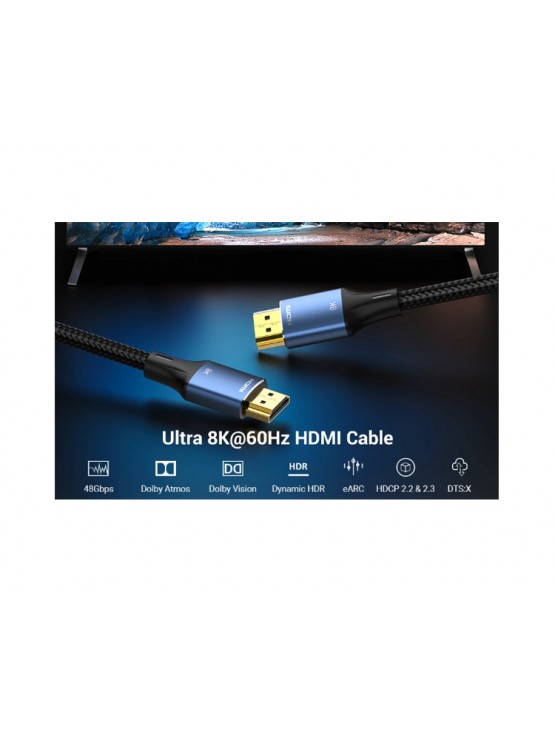 კაბელი: Vention ALGLH 8K/60Hz HDMI Cable 2m Blue Aluminum