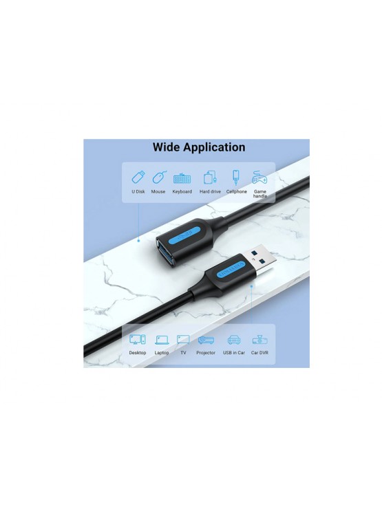 კაბელი: Vention CBHBH USB 3.0 Extension Cable 2m Black