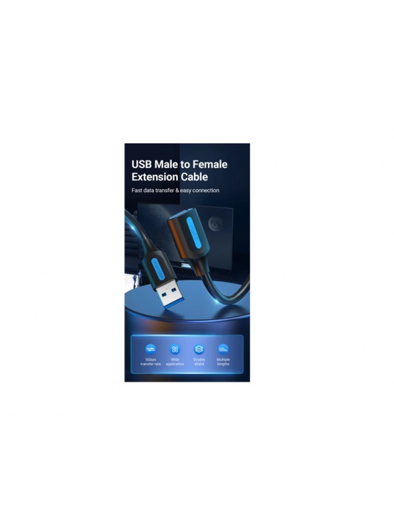 კაბელი: Vention CBHBH USB 3.0 Extension Cable 2m Black