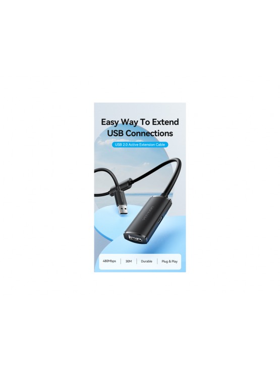 კაბელი: Vention CBKBJ USB 2.0 Active Extension Cable 5m Black