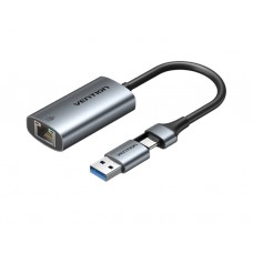 ადაპტერი: Vention CFQHB USB/USB-C to Gigabit Ethernet Adapter 0.15m Gray Aluminum